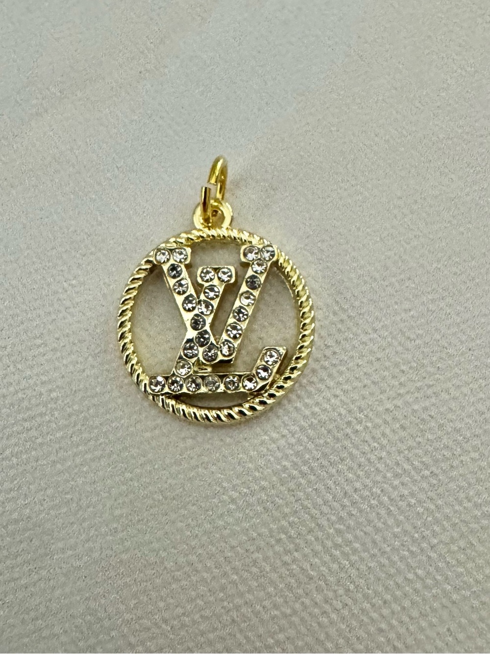 Louis Vuitton Gold-Tone Rhinestone LV Circle Pendant, Charm, Upcycled Upcycle